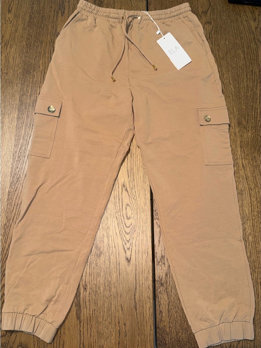 ELA Women's Tan Cargo Jogger Pants